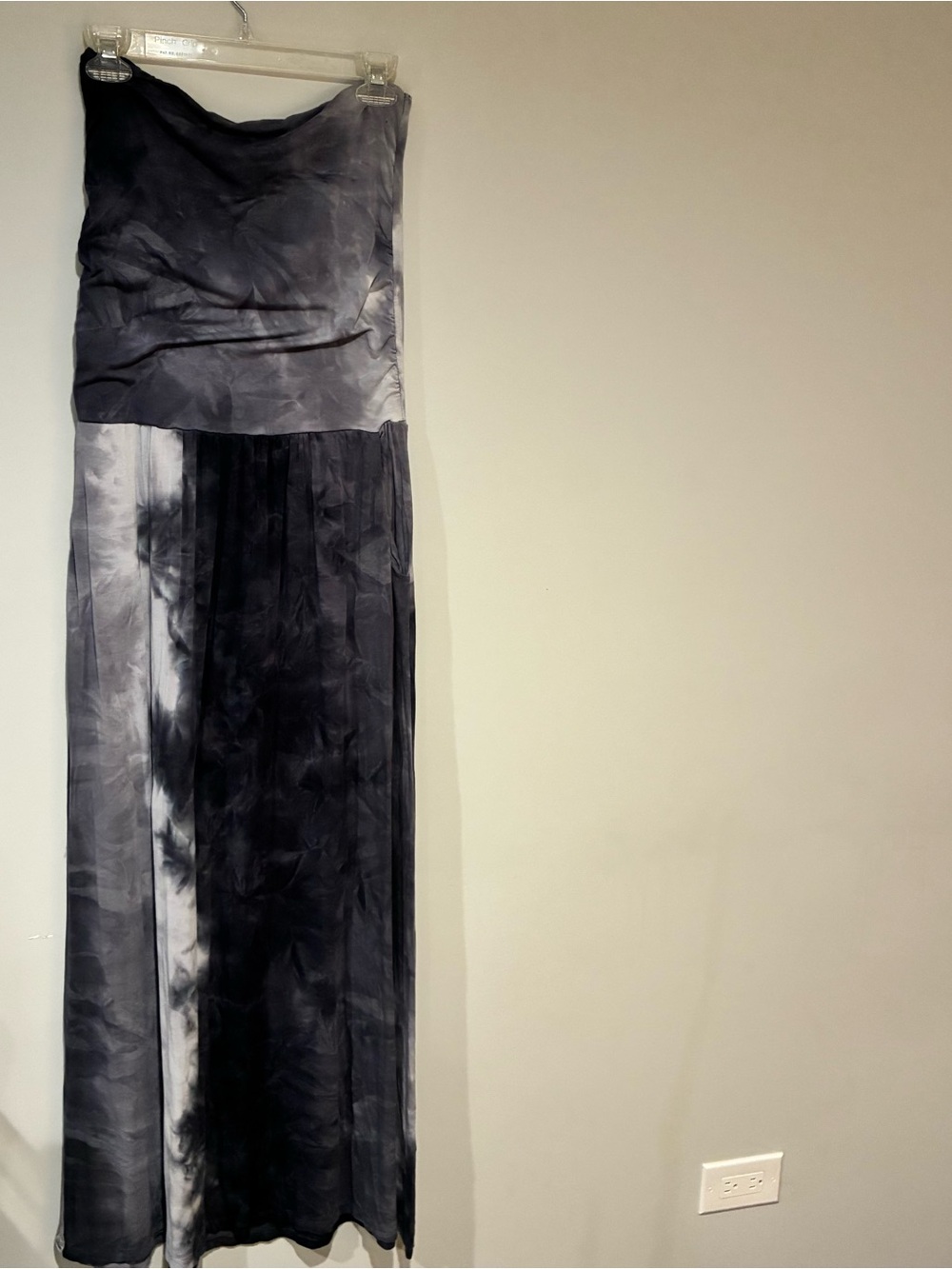 LASCANA Strapless Black & Gray Ombre Maxi ruched tube Dress with pockets Sz 12